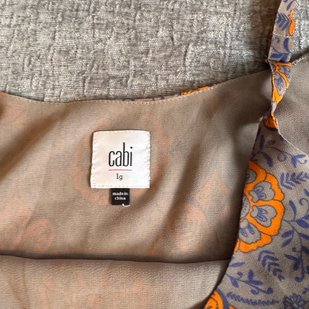 CAbi Sleeveless Floral Slip Tank in Orange and Purple-Blue - Picture 3 of 3